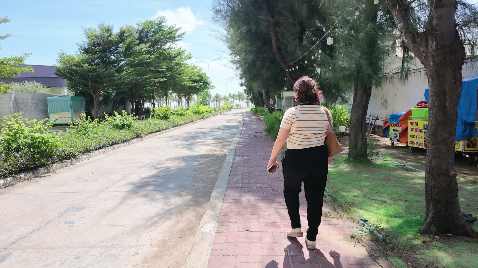 Lối đi bộ rợp cây từ The Sóng ra biển Bãi Sau